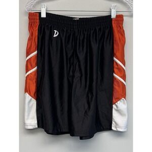 VTG Y2K‎ Shiny Nylon Dazzle Shorts Orange Black White DeLong Sz LG *Read